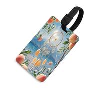 Peach Dream Catcher Étiquette de bagage personnalisée pour valises avec carte d'information durable Étiquettes de sac de voyage rétro pour femmes et hommes Étiquette de sac de voyage