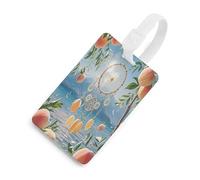 Peach Dream Catcher Étiquette de bagage personnalisée pour valises avec carte d'information durable Étiquettes de sac de voyage rétro pour femmes et hommes Étiquette de sac de voyage