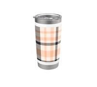 Peach Fuzz Motif écossais en sergé doux Noir/crème Gobelet isotherme en acier inoxydable double paroi