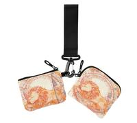 Peach Lion Partition Musique Illustration Art Double Porte-monnaie Porte-cartes de crédit Portefeuille minimaliste avec poche zippée pour pièces de monnaie pour femme 2 pièces, Partition de musique de