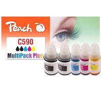 Peach C490/590 Ink Cartridges Pack of 2 Black/C/M/Y/Replaces Canon GI-590 for Ca