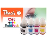 Peach Lot de Cartouches d'encre C490/590 (BK, C, M, Y) remplaçant Canon GI-590 pour Canon Pixma G 1500, Canon Pixma G 2500, Canon Pixma G 3500, Canon Pixma G 4500, Canon Pixma G 1510