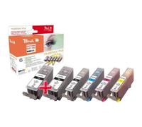 Peach Multi Pack Plus XL - Pack de 6 - noir, jaune, cyan, magenta - compatible - cartouche d'encre (alternative pour : Canon CLI-571BKXL, Canon CLI-571CXL, Canon CLI-571MXL, Canon CLI-571YXL, Canon PG