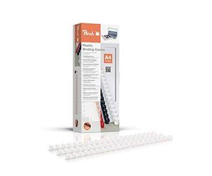 Peach PB410-01 Lot de 100 reliures en plastique Blanc Format A4 10 mm 65 feuilles