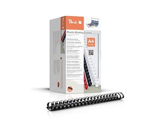 Peach PB444-02 Lot de 50 Peignes de reliure plastique Noir Format A4 44 mm 440 feuilles
