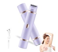 Peach Please Razor, Peach Please 3.0 Dual Head Shaver, 2 in 1 Wet & Dry Waterproof Electric Bikini Trimmer, Painless Hair Removal, for Pubic Hair, Legs, Underarms & Face (Purple)