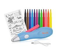 Peach PO150 Stylo aérographe électrique 12 couleurs avec plus de 70 modèles Bleu