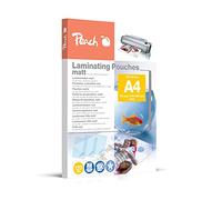 Peach Pochettes de plastification A4-125 microns - 100 pochettes - Mat - Inscriptible - Qualité supérieure pour de meilleurs résultats de plastification - Compatible avec les appareils de toutes les