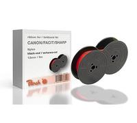 Peach Ruban encreur de rechange Canon/Facit/Sharp, noir/rouge, nylon 13 mm/6 m, taille 51