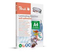 Peach S-PP080-17 Lot de 100 pochettes de plastification A4 80 microns Dos autocollant Convient pour les images ou panneaux faits maison etc. Convient pour toutes les plastifieuses