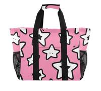 Peach Simple Stars Sac utilitaire minimaliste pliable avec poches en toile Sac de plage, Peach Simple Stars Minimaliste, 1 size, Tendance