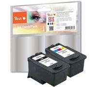 Peach Spar Pack - Pack de 2 - noir, couleur (cyan, magenta, jaune) - compatible - cartouche d'encre (alternative pour : Canon CL-513, Canon PG-512) - pour Canon PIXMA MP230, MP237, MP252, MP270, MP280