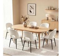 PEACHES Lot de 6 Chaises de repas grande tablée familiale - design tendance - Beige