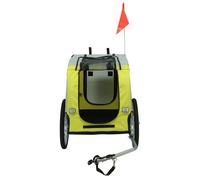 PEACHES Remorque de vélo 137*73*90cm Vélo pour chien Double entrée à l'avant et à l'arrière pour plus de commodité Jaune gris