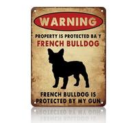 PEACHGARDEN Panneau en aluminium vintage avec inscription « Warning French Bulldog » pour toilettes, toilettes, maison, cafés, bars, pubs, boutiques, décoration murale amusante pour homme et femme