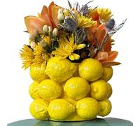 PeachiiPitt Vase en céramique Jaune Joyeux Style français/méditerranéen avec Motif Citron 3D - Décoration de Cuisine au Citron - Cadeau de Pendaison de crémaillère pour Elle