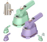 Peachloft Steamer, Handheld Portable Mini Steamer Iron with Digital Display, 120mL Tank, 90° Pivot Handle for Travel Home Dorm Cloth Wrinkle Removal (Purple+Green)