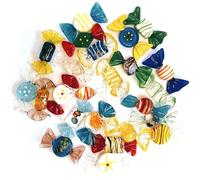 Peachome Lot de 24 bonbons en verre faits à la main - Style vintage de Murano - Ornements mignons pour la maison, les fêtes, Noël, les anniversaires, les festivals, les cadeaux