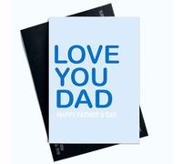 Peachy Antics AP160 Carte de fête des pères pour la fête des pères Inscription Love You Dad Happy Father's Day Bleu Design simple pour papa pour lui