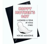 Peachy Antics AP27 Carte humoristique pour la fête des mères avec inscription « Happy Mother's Day I Popped A Tena In Your Card »