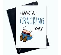 Peachy Antics Carte d'anniversaire amusante avec inscription « Have A Cracking Day For Him For Friends » - Carte de famille fantaisie avec lettre bleue AP60