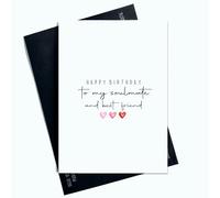 Peachy Antics Carte d'anniversaire avec inscription « Happy Birthday To My Soulmate And Best Friend For Him For Her » pour petit ami pour petite amie AP5