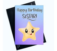 Peachy Antics - Carte d'anniversaire « Happy Birthday To My Sistar For Sister On Her » pour son membre de la famille - Bleu violet SP176