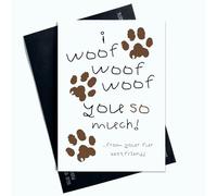 Peachy Antics Carte d'anniversaire I Woof Woof You So Much From Your Fur Betfriend - Carte d'anniversaire de Noël - Carte de remerciement - Carte mignonne du chien AP96