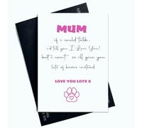 Peachy Antics Carte d'anniversaire pour chien, maman, carte d'anniversaire avec joli message « Love You Lots » de patte rose AP83