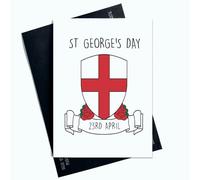 Peachy Antics Carte de fête de la Saint-Georges 23 avril pour lui et pour elle - Carte de célébration du drapeau de l'Angleterre pour tout le monde - AP115