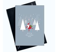 Peachy Antics Carte de Noël avec fond mignon idéal pour les amis et la famille Carte de vœux de Noël réconfortante SP147