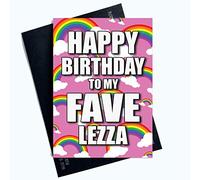 Peachy Antics PC1023 Carte humoristique pour gay lesbienne Happy Birthday to My Fave Lezza