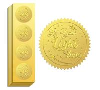 Peacoblue 100 Autocollants Dorés Embossés Que Ta Lumière Brille 5cm | Sceaux Décoratifs Relief, Pour Certificats, Récompenses Étudiants, Enveloppes, Papier Cadeau et Créations Artisanales