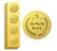 Peacoblue 100 Autocollants Dorés Embossés Tableau d’Honneur 5cm | Sceaux Décoratifs Relief, Pour Certificats, Récompenses Étudiants, Enveloppes, Papier Cadeau et Créations Artisanales