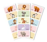 Peacoblue 100 Pcs (50 Paires) Autocollant Chaussures Enfant Droite Gauche Animaux Mignons, Étiquettes Autocollants Auto-Adhésifs Pour Chaussures Pour Aider à Mettre Les