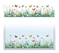 Peacoblue 120x30cm Grande Autocollant De Fenêtre Anti-Collision Pour Oiseaux Pour Vitres Fleurs Et Papillons, 1 Pièce Autocollant De Fenêtre Pour Vitres, Anti-Collision Pour Fenêtres En Verre Décor