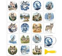 Peacoblue 18 Feuilles Transferts à Frotter DIY Loup