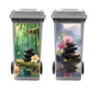 Peacoblue 2 Stickers Poubelle Galets Zen avec Bambou et Orchidées