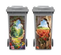 Peacoblue 2 Stickers Poubelle Paysage Forestier Derrière un Mur Brisé
