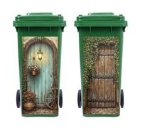 peacoblue 2 Stickers Poubelle Porte En Bois Style Campagnard Extérieure | 38x82 cm, Autocollants Décoratifs Jardin, Grand Format, Résistants aux Intempéries, Pour Poubelles Extérieures et Conteneurs