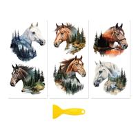 Peacoblue 3 Feuilles Autocollants de Paysage avec Silhouette de Cheval de Stickers Transfert Meuble, 15 x 30 cm, Decalcomanie, Imperméables, Laptop, Réfrigérateur, Mur, Fenêtre, Bois, Furniture