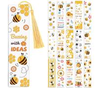 Peacoblue 30 Stickers Marque-Page UV DTF, Abeille Et Fleurs | Autocollants Transfert Imperméables pour Marque-Pages Acrylique, Plastique et Métal, DIY Lecture et Loisirs Créatifs