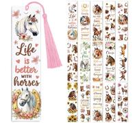Peacoblue 30 Stickers Marque-Page UV DTF, Chevaux, Décoratif | Autocollants Transfert Imperméables pour Marque-Pages Acrylique, Plastique et Métal, DIY Lecture et Loisirs Créatifs