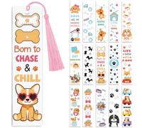 Peacoblue 30 Stickers Marque-Page UV DTF, Chien Mignon | Autocollants Transfert Imperméables pour Marque-Pages Acrylique, Plastique et Métal, DIY Lecture et Loisirs Créatifs