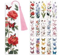 Peacoblue 30 Stickers Marque-Page UV DTF, Papillon Et Fleurs | Autocollants Transfert Imperméables pour Marque-Pages Acrylique, Plastique et Métal, DIY Lecture et Loisirs Créatifs