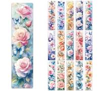 Peacoblue 30 Stickers Marque-Page UV DTF, Papillon et fleurs | Autocollants Transfert Imperméables pour Marque-Pages Acrylique, Plastique et Métal, DIY Lecture et Loisirs Créatifs