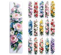 Peacoblue 30pcs Marque-pages UV DTF Wraps Stickers Fleurs 3D pour femmes et hommes, étanche, autocollants pour livres en acrylique, plastique et métal (pas de marque-pages vierges)