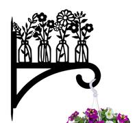 peacoblue 30x38 cm Crochets de suspension en fer pour plantes d'extérieur et d'intérieur, support mural en métal résistant aux intempéries pour porche, jardin, ferme (vase et fleurs sauvages)