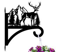 peacoblue 30x39 cm Crochet de suspension en fer pour plantes suspendues en extérieur et intérieur, support mural en métal résistant aux intempéries pour porche, jardin, ferme (cerf et forêt)