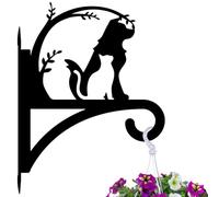 peacoblue 30x40 cm Crochet de suspension en fer pour plantes d'extérieur et d'intérieur, lanterne, support mural en métal résistant aux intempéries pour porche, jardin, ferme (chien avec chat)